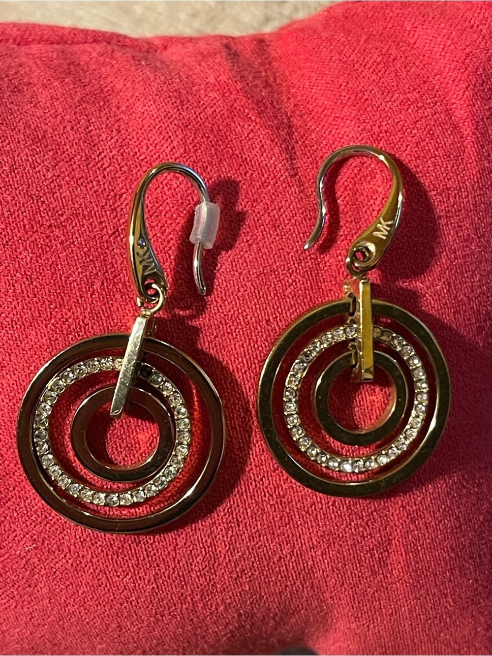 Michael Kors Gold Circular Crystal Drop Earrings - Picture 1 of 2